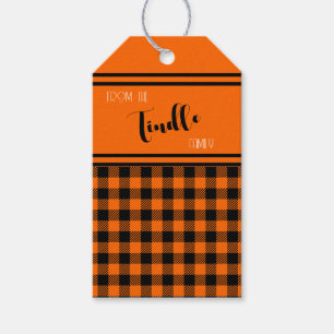 Custom Vintag Orange Buffalo Karo Kariert Urlaub Geschenkanhänger