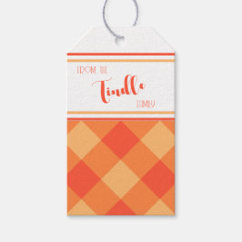 Custom Vintag Orange Buffalo Karo Kariert Urlaub Geschenkanhänger