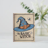 Custom Vintag Orange Witchy Hat Halloween Hexe Postkarte (Stehend Vorderseite)