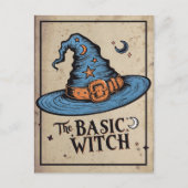 Custom Vintag Orange Witchy Hat Halloween Hexe Postkarte (Vorderseite)