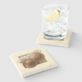 Custom Vintag Peaches Retro Frucht Alte Schule Steinuntersetzer (Seitenansicht)