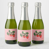 Custom Vintag Pink Strawberry Boho Brautparty Schaumweinetikett (Flaschen)