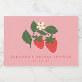 Custom Vintag Pink Strawberry Boho Brautparty Schaumweinetikett (Einzelnes Label)