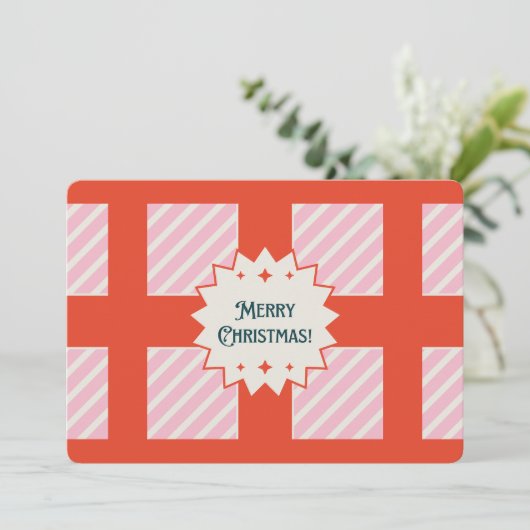 Custom Vintag Retro Frohe Weihnachtsgrüße Feiertagskarte (Stehend Vorderseite)