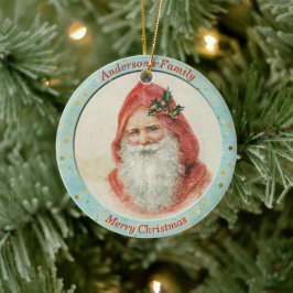 Custom Vintag Santa Claus Holly Berry Weihnachten Keramik Ornament