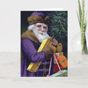 Custom Vintag Santa Foto Einlegen Weihnachtskarte Feiertagskarte