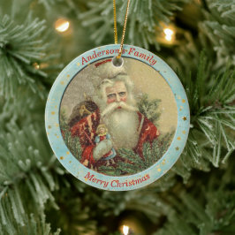 Custom Vintag St Nicholas mit Geschenken Weihnacht Keramik Ornament