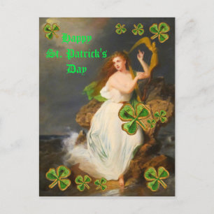 Custom Vintag St. Patrick's Day Harp of Erin Feiertagspostkarte
