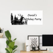 Custom Vintag Stag Birthday Party Banner Poster (Heimbüro)