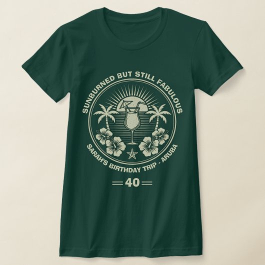Custom Vintag Tropical Birthday Trip T-Shirt (Ablage )