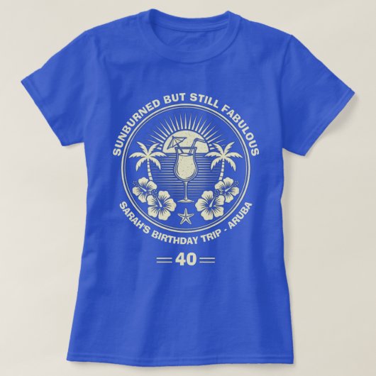 Custom Vintag Tropical Birthday Trip T-Shirt (Design vorne)