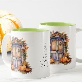 Custom Vintag Water Color Pumpkin Door Herbstlaub Zweifarbige Tasse