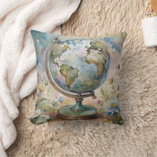 Custom Vintag World Travel Art Kissen