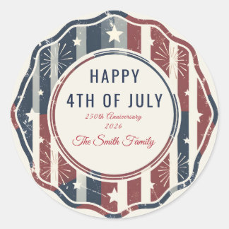 Custom Vintage Americana 4th of July Patriotic Runder Aufkleber