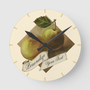 Custom Vintage Apples Retro Fruit Old School Runde Wanduhr