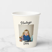 Custom Vintage Birthday Photo Retro Design Pappbecher (Rückseite)