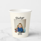 Custom Vintage Birthday Photo Retro Design Pappbecher (Vorderseite)
