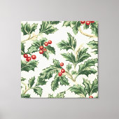 Custom Vintage Christmas Holly & Berries Muster Leinwanddruck (Vorderseite)