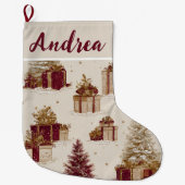 Custom Vintage Christmas Pattern Holiday Stocking Großer Weihnachtsstrumpf (Vorderseite)