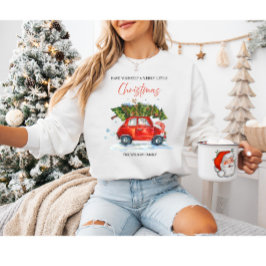 Custom Vintage Christmas - Red Car mit Baum Sweatshirt