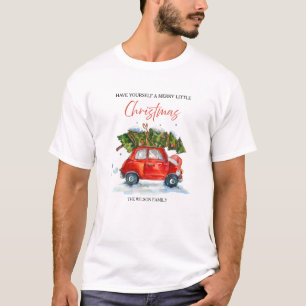 Custom Vintage Christmas - Red Car mit Baum T-Shirt