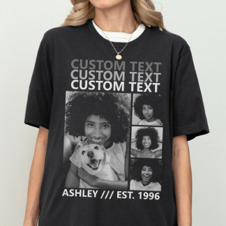 Custom Vintage Create Your Own 4 Photo Collage T-Shirt