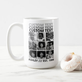 Custom Vintage Create Your Own 9 Photo Collage Kaffeetasse