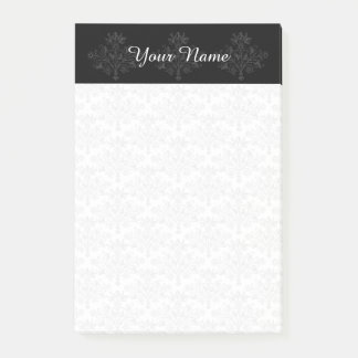Custom Vintage Floral Damask in Dark Grays Post-it Klebezettel