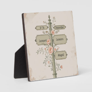 Custom Vintage Signpost with Names & Date – Rustic Fotoplatte