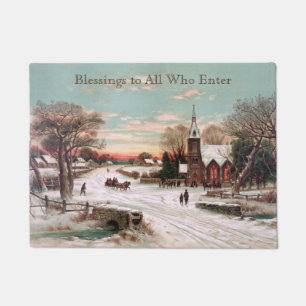 Custom Vintage Weihnachten Kirchen Doormat Fußmatte