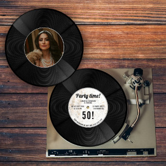 Custom Vinyl Record Music Meilenstein Geburtstag F Einladung