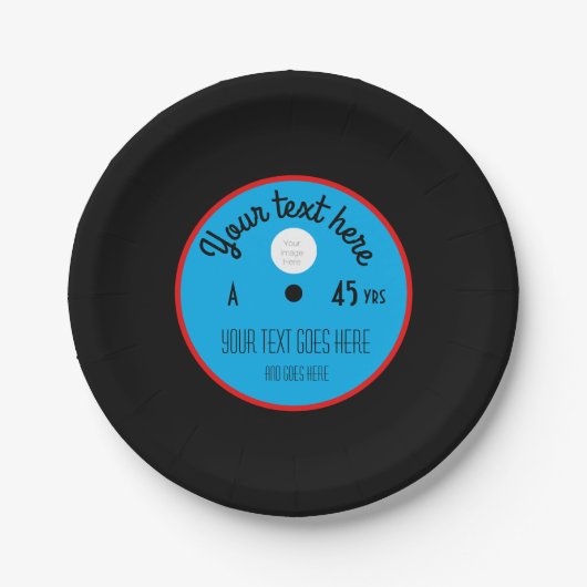 Custom Vinyl Record Paper Plates – Personalized Pappteller (Vorderseite)