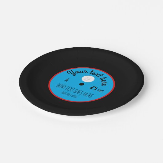 Custom Vinyl Record Paper Plates – Personalized Pappteller (Schrägansicht)