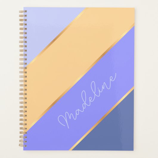 Custom Violet Blau Lila Gelb Gold Streifen Planer (Vorderseite)