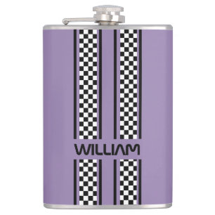 Custom Violet Lila Black Race Sport Strip Flachmann