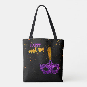 Custom Violet und Orange Glitzern Mask Mardi Gras Tasche