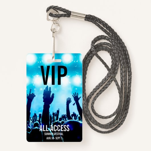Custom VIP All-Access Concert Event Pass Ausweis (Vorderseite mit Schlüsselband)