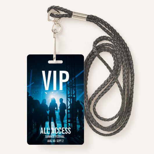 Custom VIP All-Access Concert Event Pass Female Ausweis (Vorderseite mit Schlüsselband)