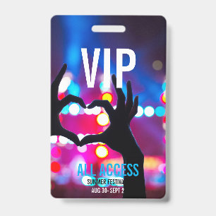 Custom VIP All-Access Concert Event Pass Herz Ausweis
