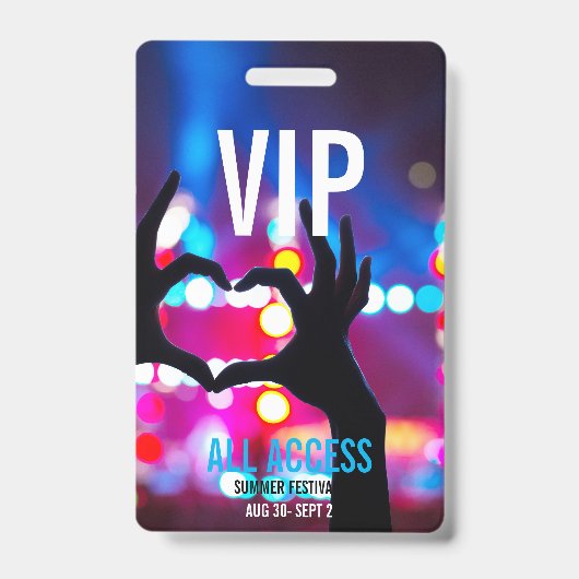 Custom VIP All-Access Concert Event Pass Herz Ausweis (Vorderseite)