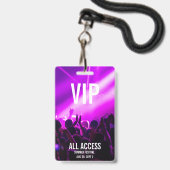 Custom VIP All-Access Concert Event Pass Lila Ausweis (Vorderseite mit Schlüsselband)