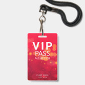 Custom VIP All Access Event Bokeh Orbs Red Ausweis (Vorderseite mit Lanyard)