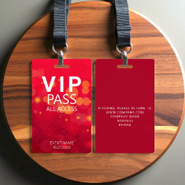 Custom VIP All Access Event Bokeh Orbs Red Ausweis