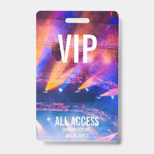 Custom VIP All-Access Konzert Event Pass farbenfro Ausweis (Vorderseite)