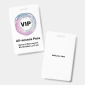 Custom-Vip All Access Pass Konzert Pass Ausweis (Vorder- & Rückseite)