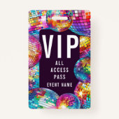 Custom VIP All Access Pass QR Code Disco Ball Ausweis (Vorderseite)