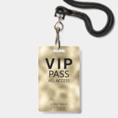 Custom VIP All Access QR Code Event Gold Foil Ausweis (Front with Lanyard)