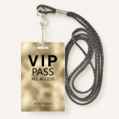 Custom VIP All Access QR Code Event Gold Foil Ausweis (Vorderseite mit Schlüsselband)