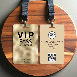 Custom VIP All Access QR Code Event Gold Foil Ausweis