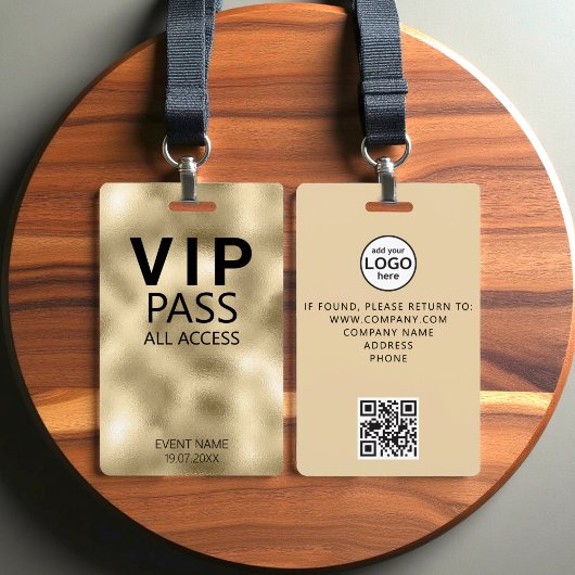 Custom VIP All Access QR Code Event Gold Foil Ausweis